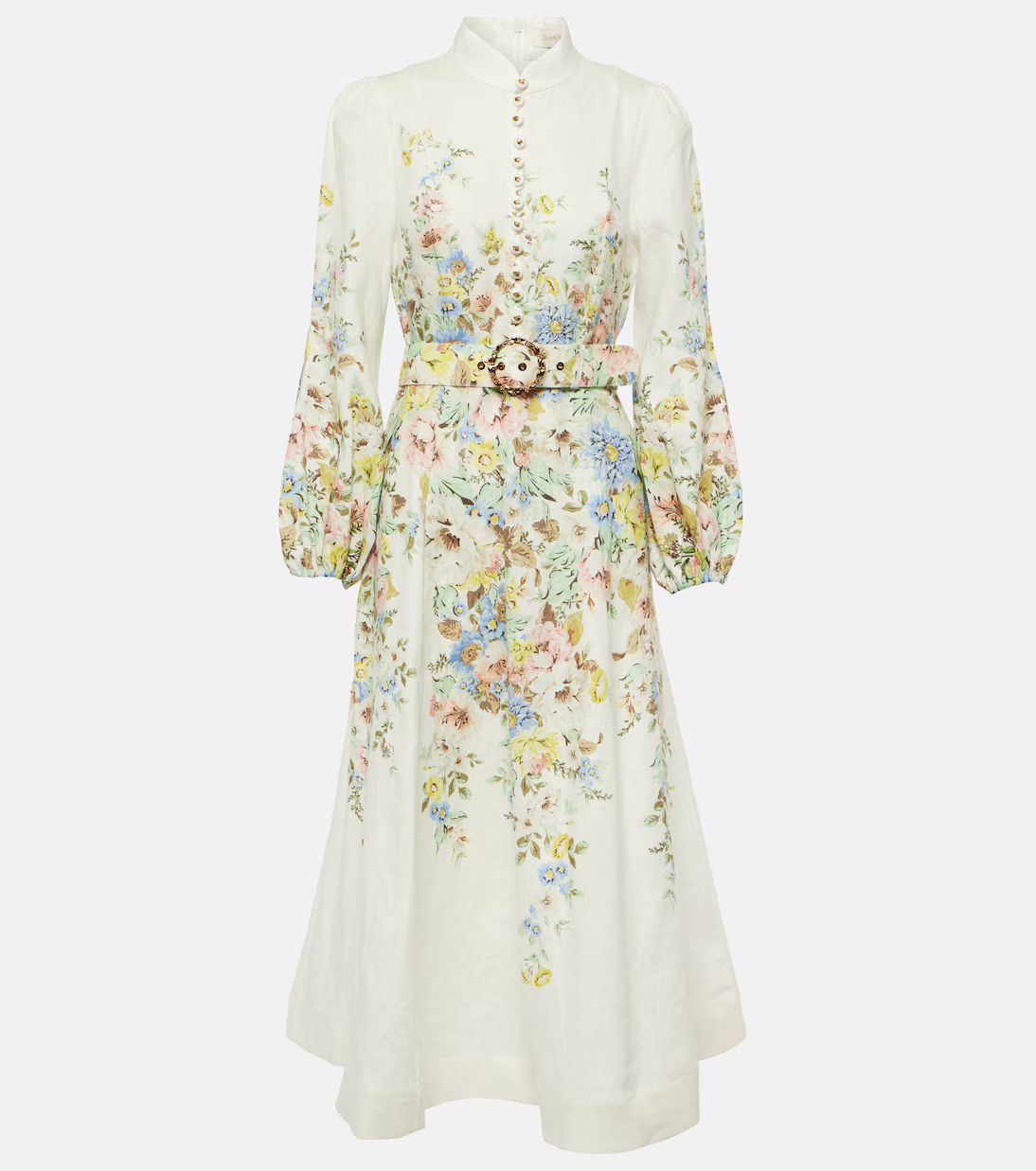 Matchmaker floral linen midi dress | Mytheresa (UK)