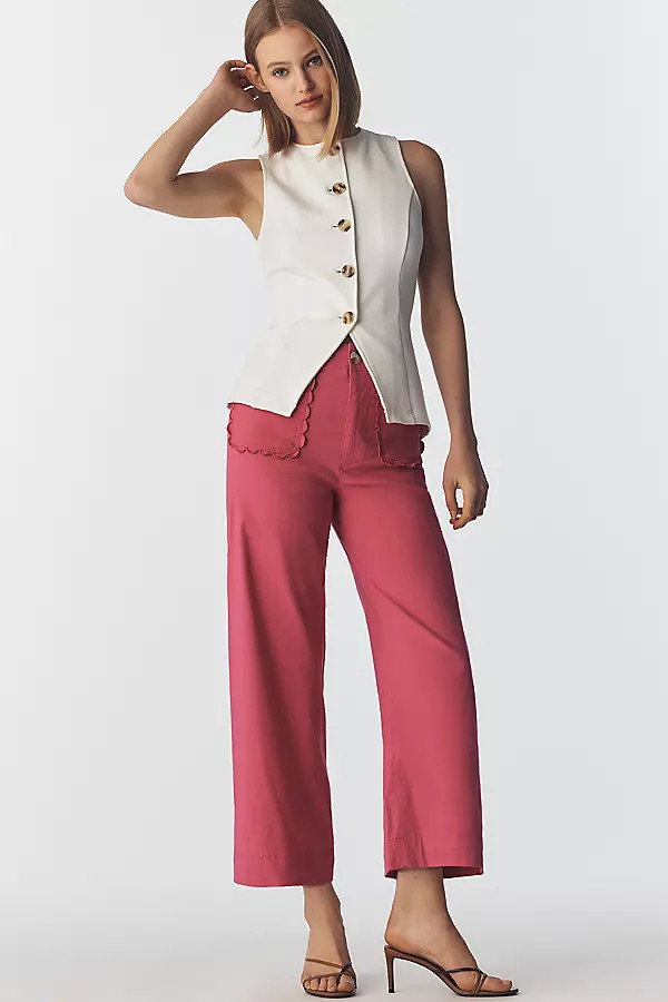 Colette Scallop High-Rise Wide-Leg Pants in Magic Fabric | Anthropologie (US)