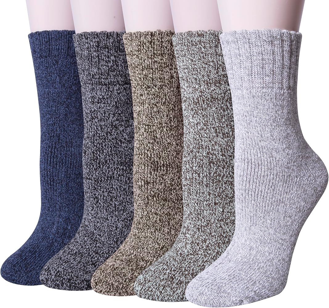 Loritta Wool Socks for Women Warm Winter Socks Knit Crew Calf Hiking Boot Sock Stocking Stuffers ... | Amazon (US)