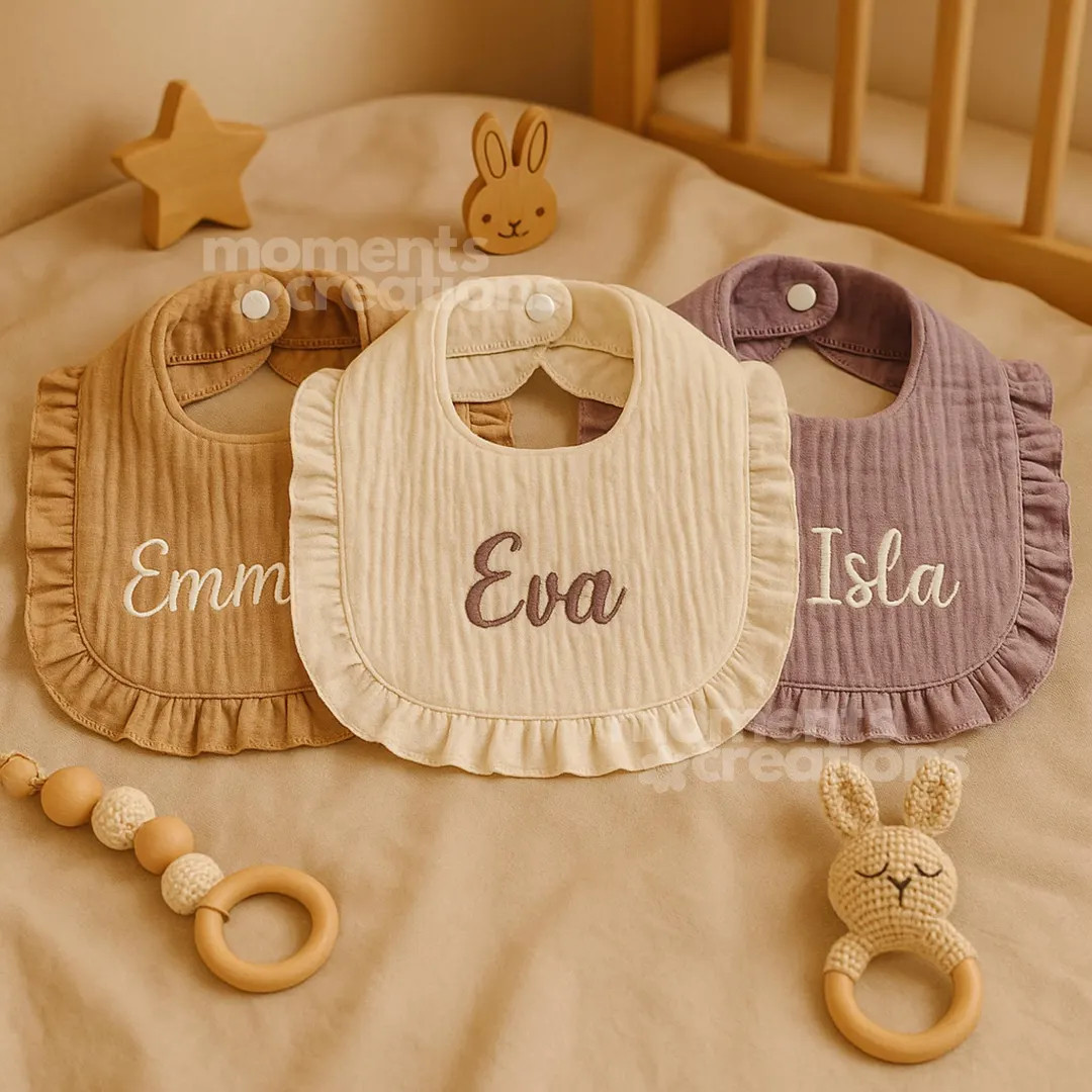 Personalized Name Embroidered Ruffle Baby Bib: Custom Cotton Bib - Etsy | Etsy (US)