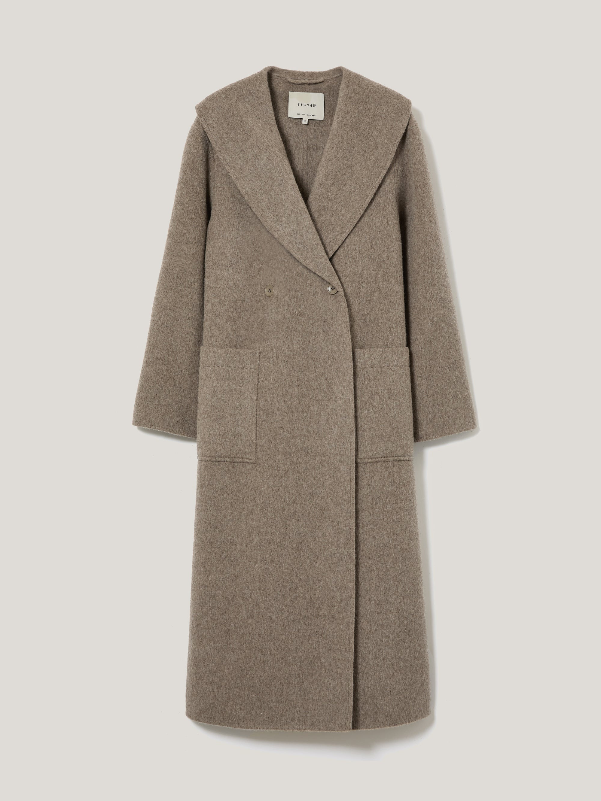 Double Faced Shawl Midi Coat | Taupe | Jigsaw (UK)