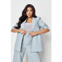 Plus Size Blue Co Ord Tailored Boyfriend Blazer | Missguided (US & CA)