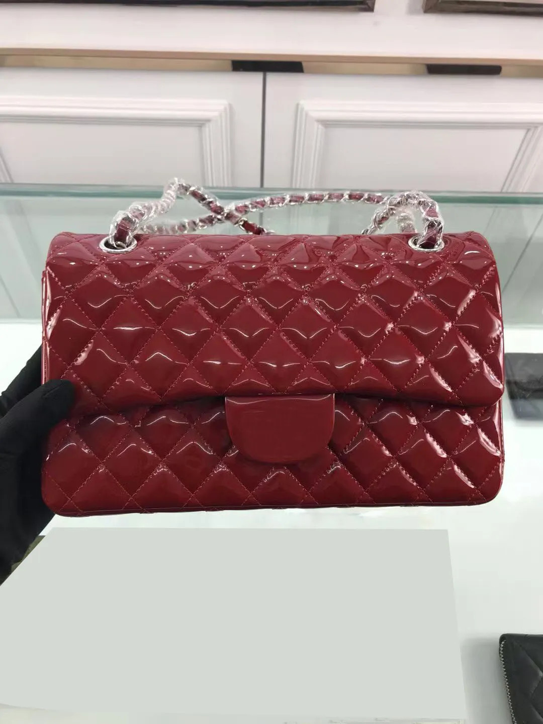 2024 top quality classic patent leather diamond grid crossbody bag with the same color interior, ... | DHGate