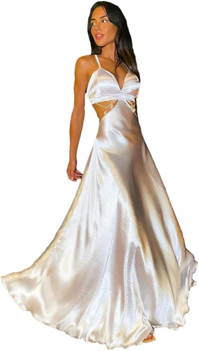 Women Sexy Beach Print Elegant Party Skirt Boho Cardigan Robe Vacation V-Neck Great Swing Dress | Amazon (US)