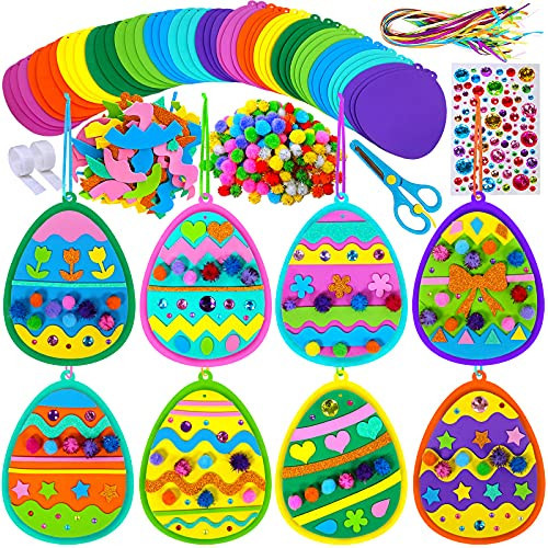 Winlyn 24 Sets Easter Craft Kits Easy Spring Crafts DIY 3D Egg Ornaments Decorations Egg Foam Stickers Easter Arts and Crafts for Kids Home Classroom Activities Party Favors Art Project | Amazon (US)