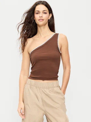 Ribbed One-Shoulder Tank Top | Old Navy (US)