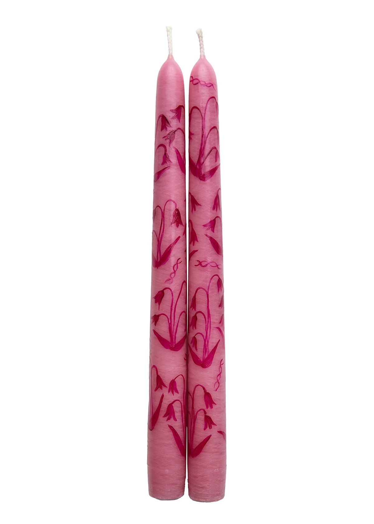 Pink Lily of the Valley Hand-Painted Taper Candles, Set of Two | Over The Moon