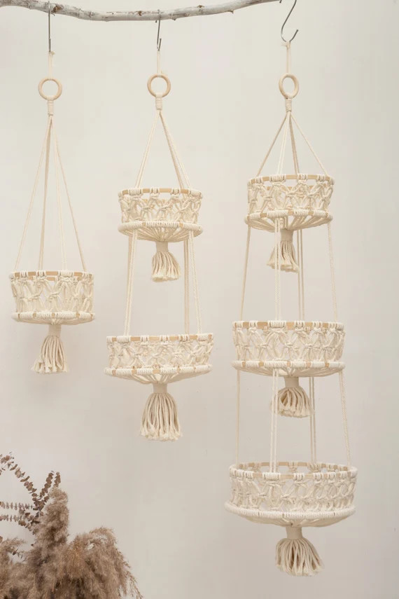 Hanging fruit basket, Fruit hammock, Macrame hanging basket, Produce storage, Rope plant hanger, ... | Etsy (US)