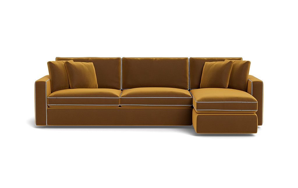 James 3-Seat Right Chaise Sectional with Storage with Custom Piping | Interior Define