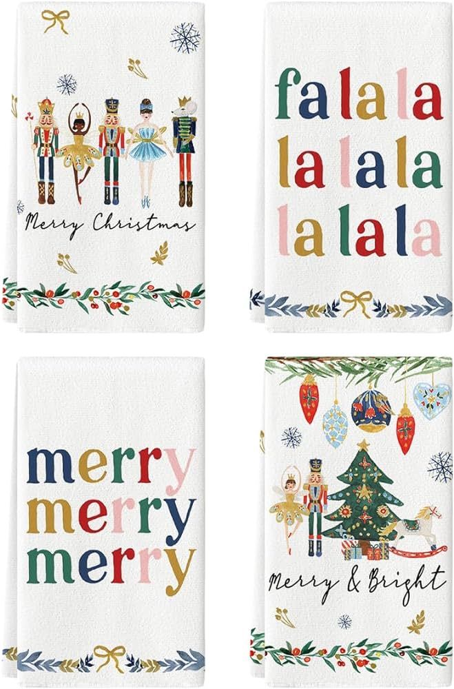 Artoid Mode Nutcrackers Xmas Balls Tree Merry Christmas Kitchen Towels Dish Towels, 18x26 Inch Wi... | Amazon (US)