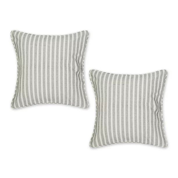 Off-White Dobby Stripes Recycled Cotton Pillow Cover 18x18 (Set of 2) | Walmart (US)