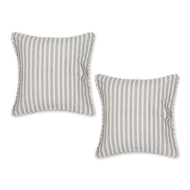 Off-White Dobby Stripes Recycled Cotton Pillow Cover 18x18 (Set of 2) - Walmart.com | Walmart (US)