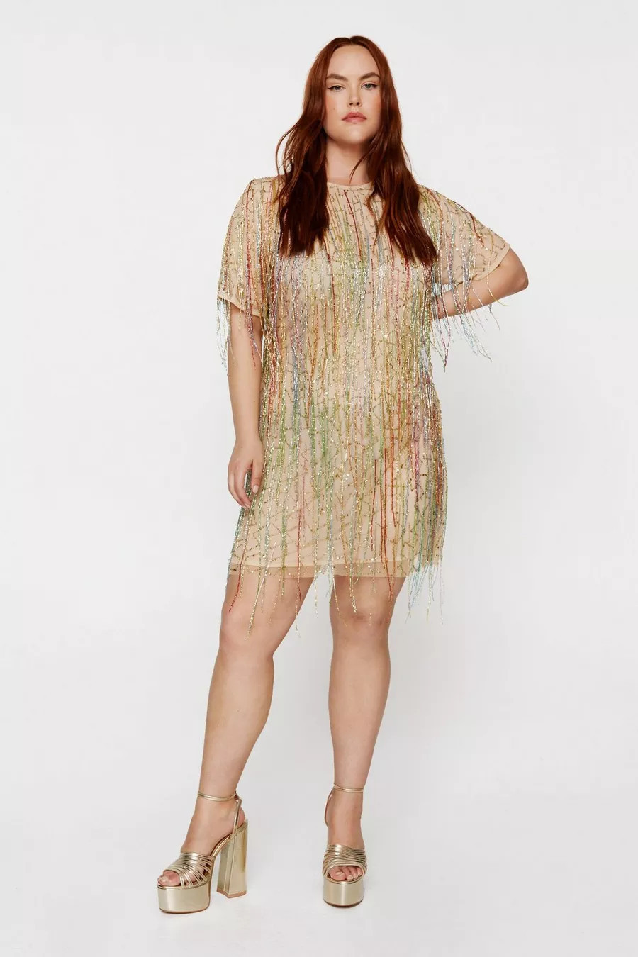 Plus Size Tassel Beaded Mini Shift Dress | Nasty Gal (US)