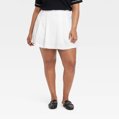 Women's High-Rise Pleated Skort - A New Day™ White 2O: Lightweight Twill, Side Zipper, Above Knee | Target