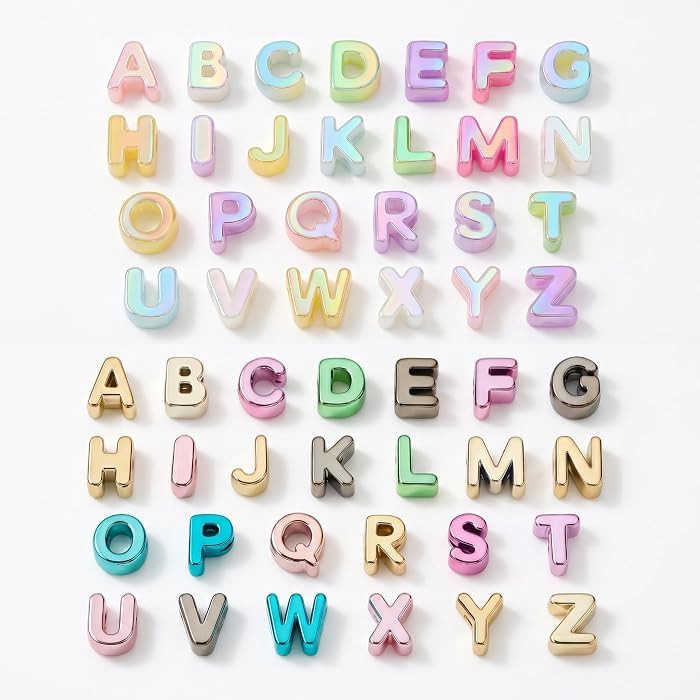 OVRUNS 52 Pcs Large Acrylic Letter Beads with Large Hole A-Z Mixed Colorful Chunky Big Alphabet B... | Amazon (US)