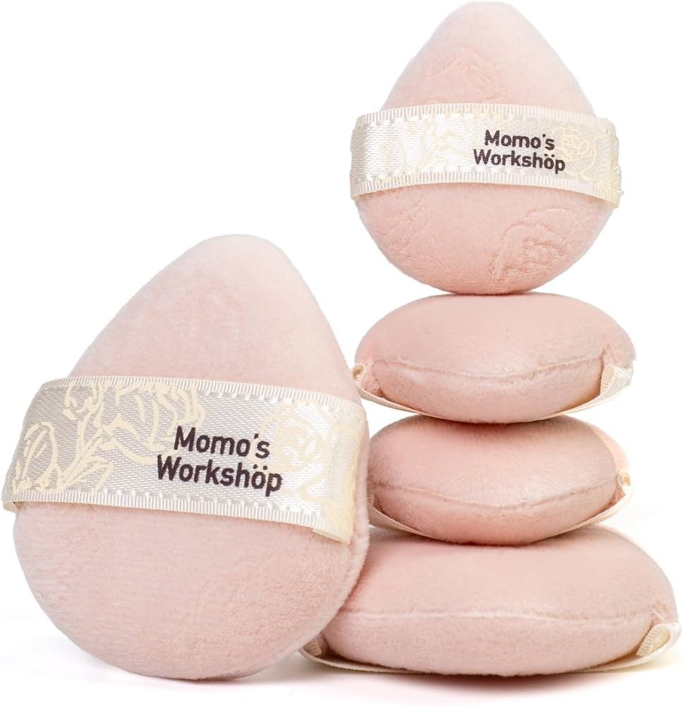 Momo's Workshop Pink Velvet Powder Puffs, Laser-Cut Rose Design, Dual-Sided, Travel Size & Wide M... | Amazon (US)