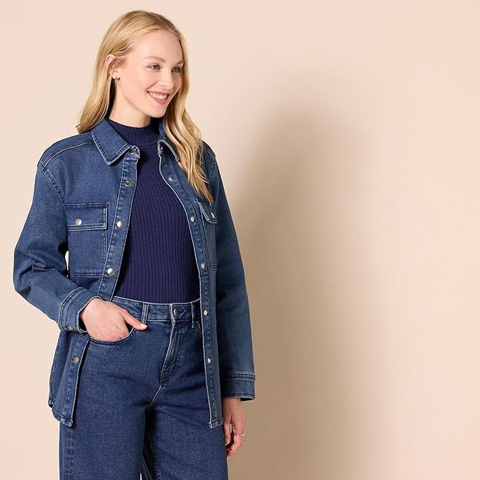 Amazon Essentials (Demi's Pick) Women's Oversized-Fit Heavyweight Denim Shirt Jacket | Amazon (US)