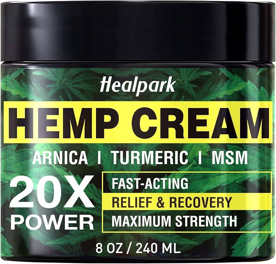 Natural Hemp Cream 8 fl oz - Maximum Strength - Arnica,MSM, Turmeric, Emu Oil, Menthol, Aloe - Mu... | Amazon (US)