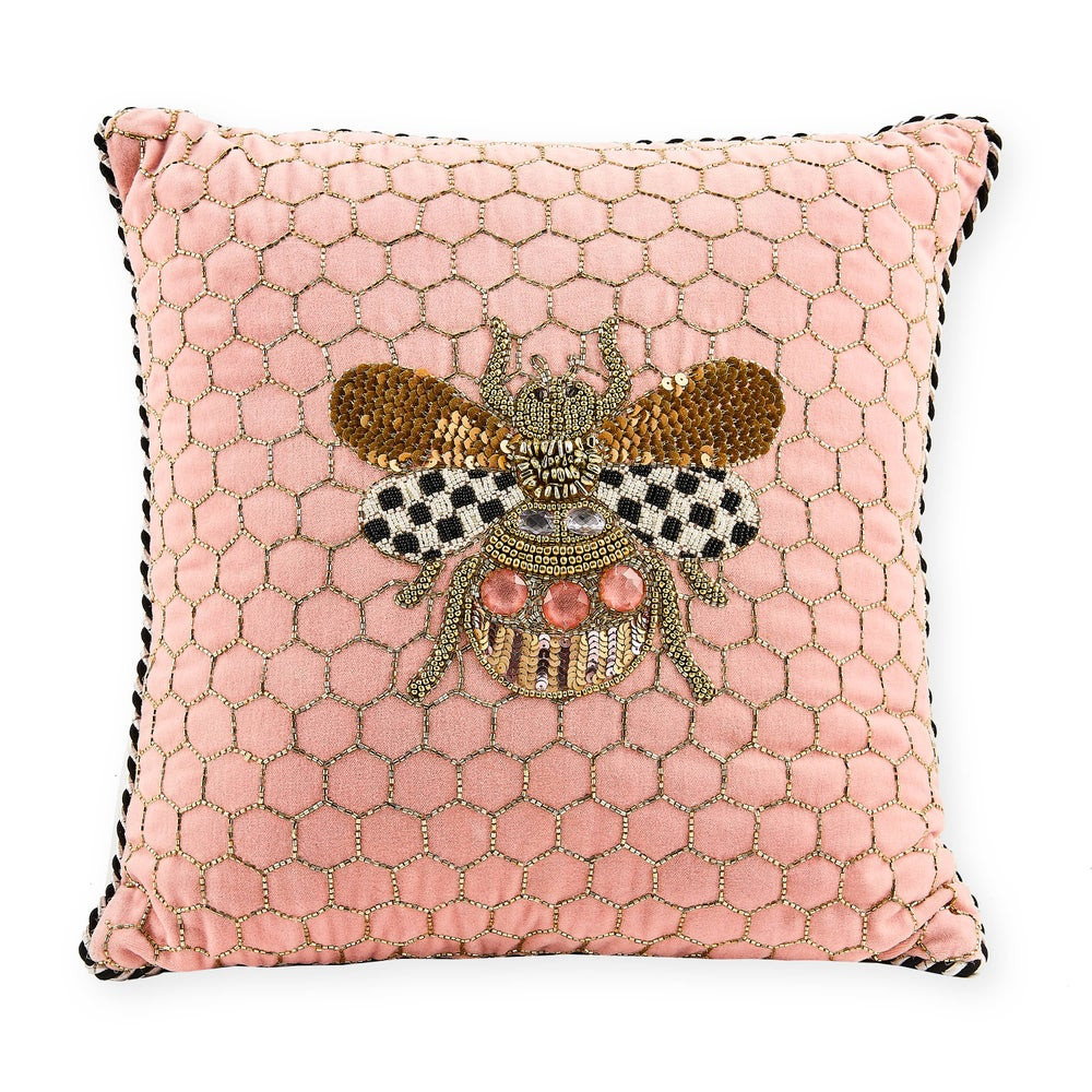 Queen Bee Pink Throw Pillow | MacKenzie-Childs