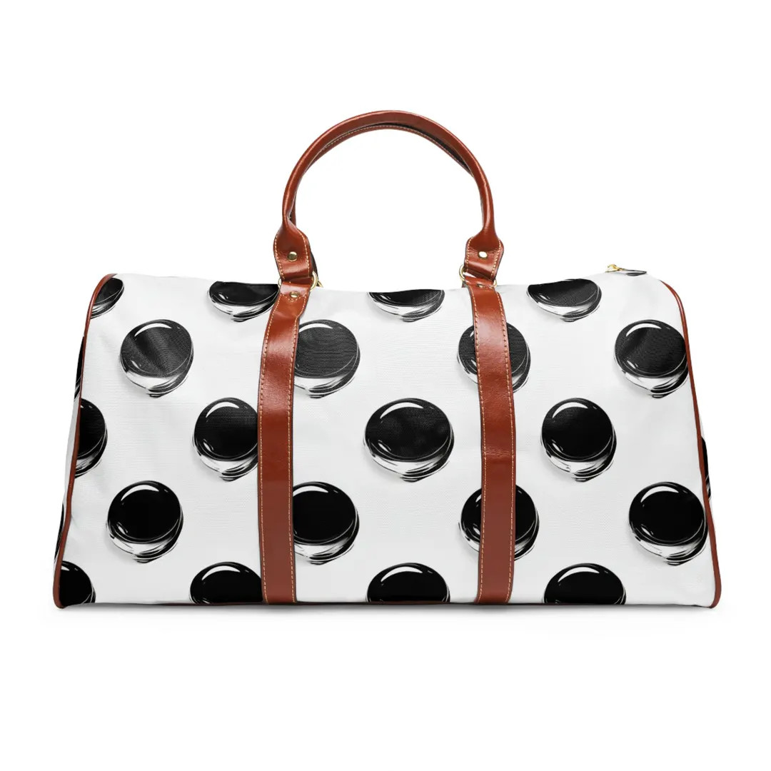 Black Bubble Pattern Waterproof Travel Bag | Duffle, Polka Dot Resin Print - Etsy | Etsy (US)