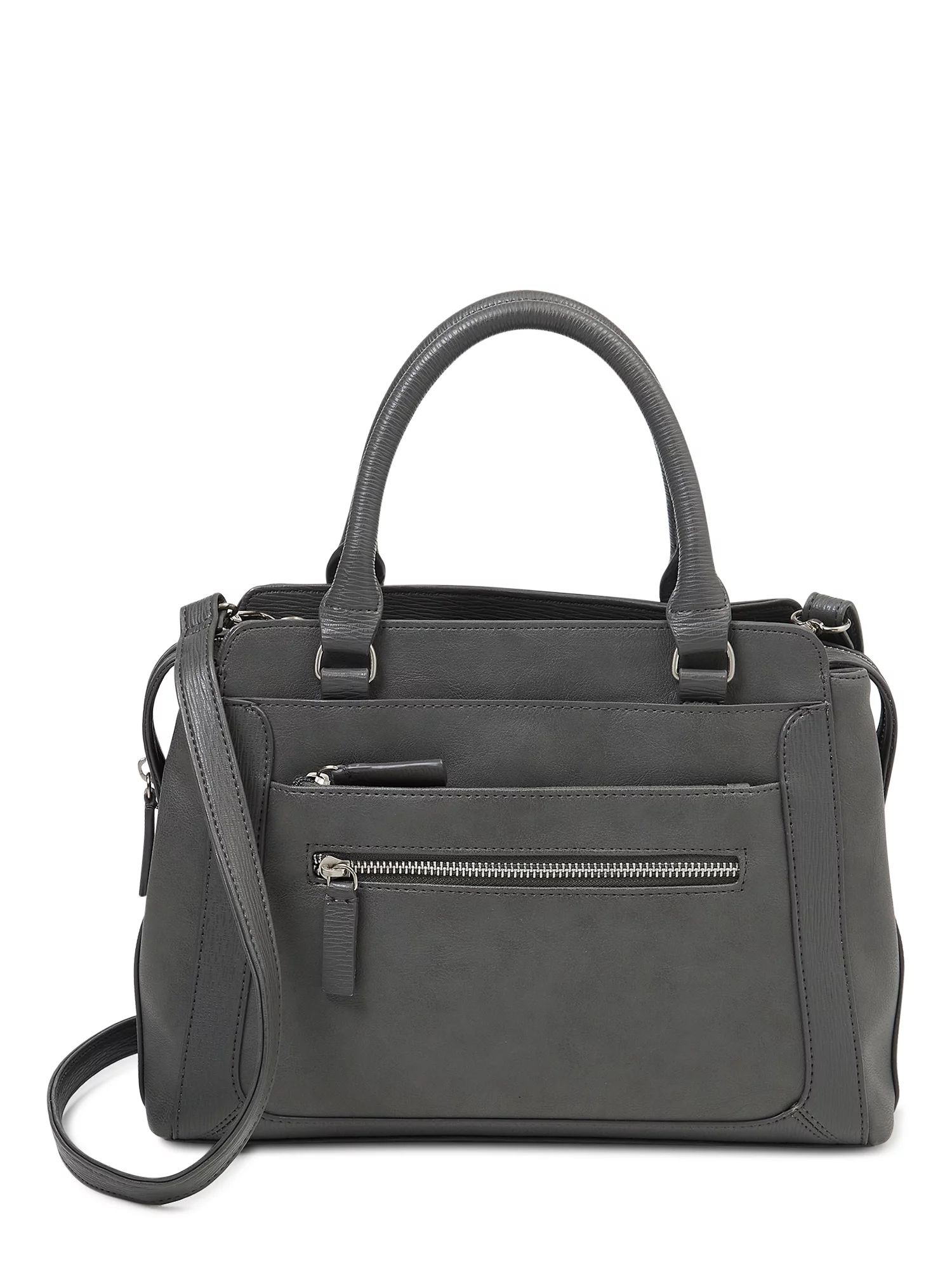 Time and Tru Women's Multi-Compartment Marli Convertible Satchel Handbag Grey - Walmart.com | Walmart (US)