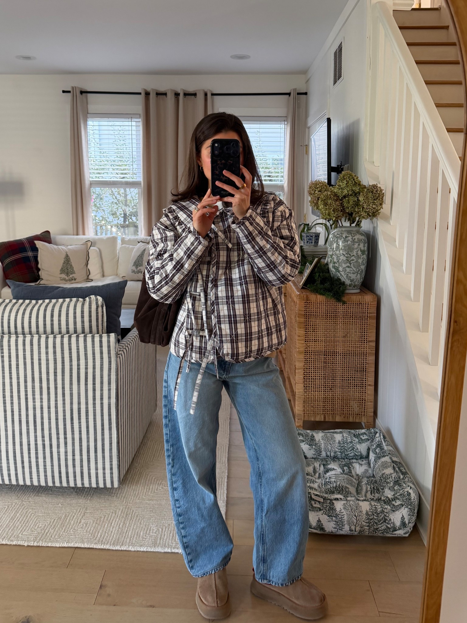 [12/19/25] ootd 
Jacket: xs 
Sweater: xsmall 
Jeans: 24 (had them hemmed) 

#LTKHoliday #LTKgrwm #LTKdayinmylife