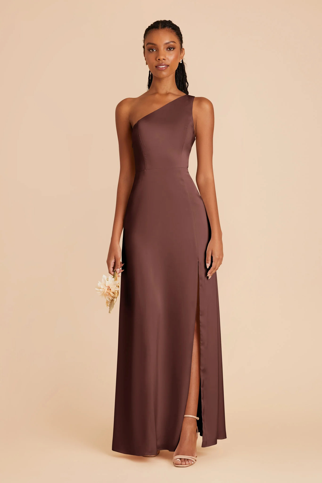 Kira Chocolate Brown Matte Satin Bridesmaid Dress | Birdy Grey | Birdy Grey