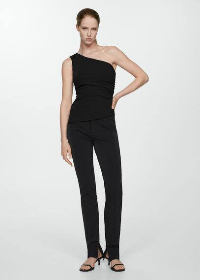 Asymmetrical draped top -  Women | Mango United Kingdom | MANGO (UK)
