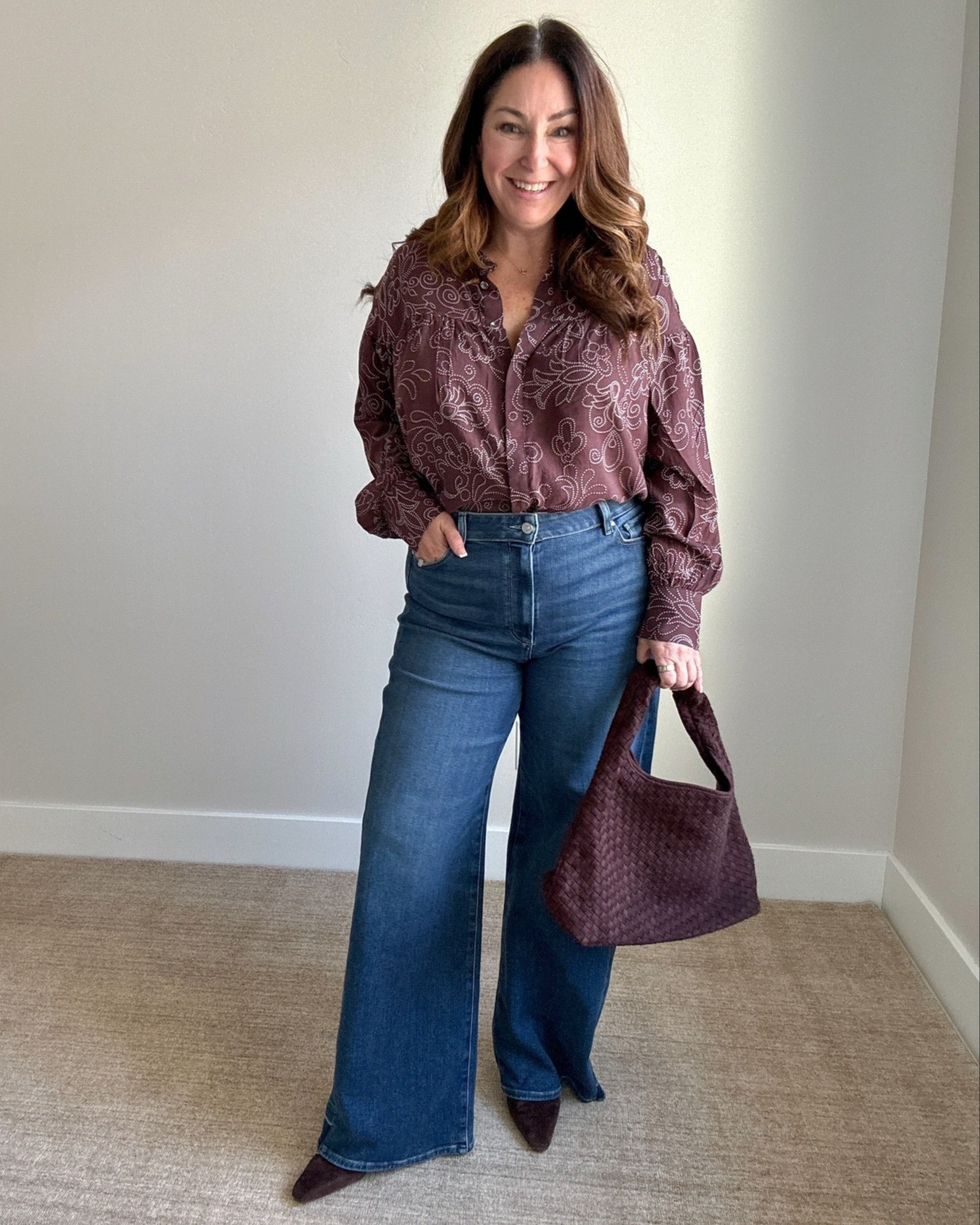 @evereveoffical has so many great tops for fall 🍂 loving them paired with a great dark wash wide leg jeans and I’m ready to get out of the house! 

Wearing blouse in large and jeans in 32 

 

#LTKSeasonal #LTKOver40 #LTKMidsize