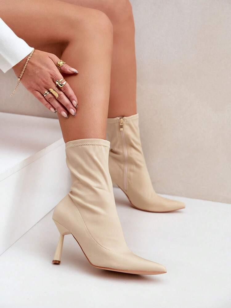 Modische & Elegante Spitze High Heel Stiefel, Geeignet Für Den Arbeitsweg | SHEIN