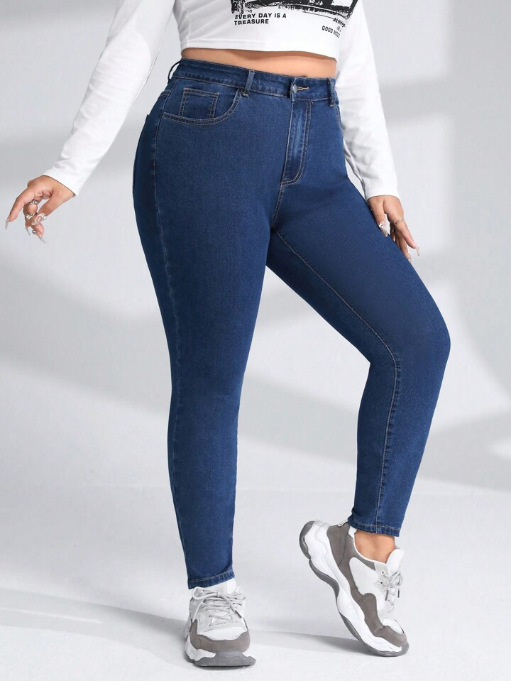 SHEIN ICON Plus Zipper Fly Skinny Jeans | SHEIN