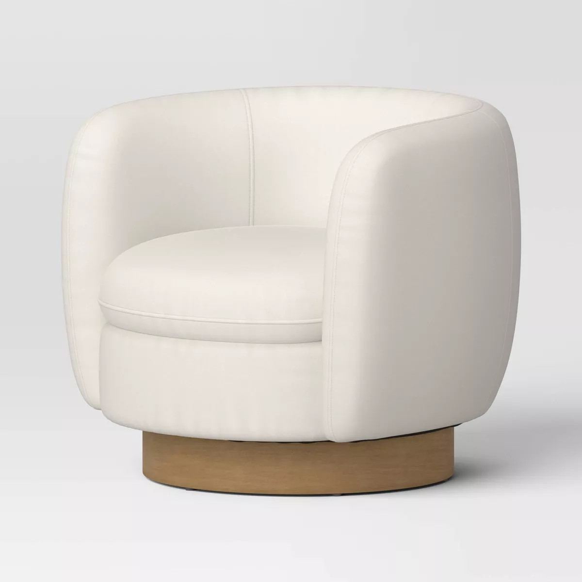 Upholstered Barrel Swivel Accent chair with Wood Base Cream -Threshold™ | Target