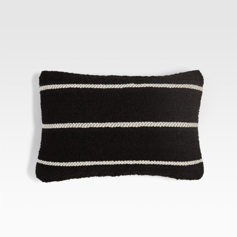 Adia 20"x13" Striped Black Outdoor Lumbar Pillow + Reviews | Crate & Barrel | Crate & Barrel