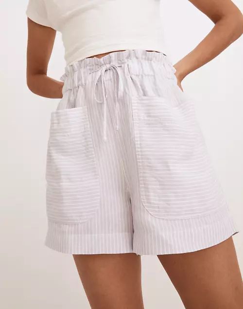 Stripe-Play Drawstring Pull-On Paperbag Shorts | Madewell