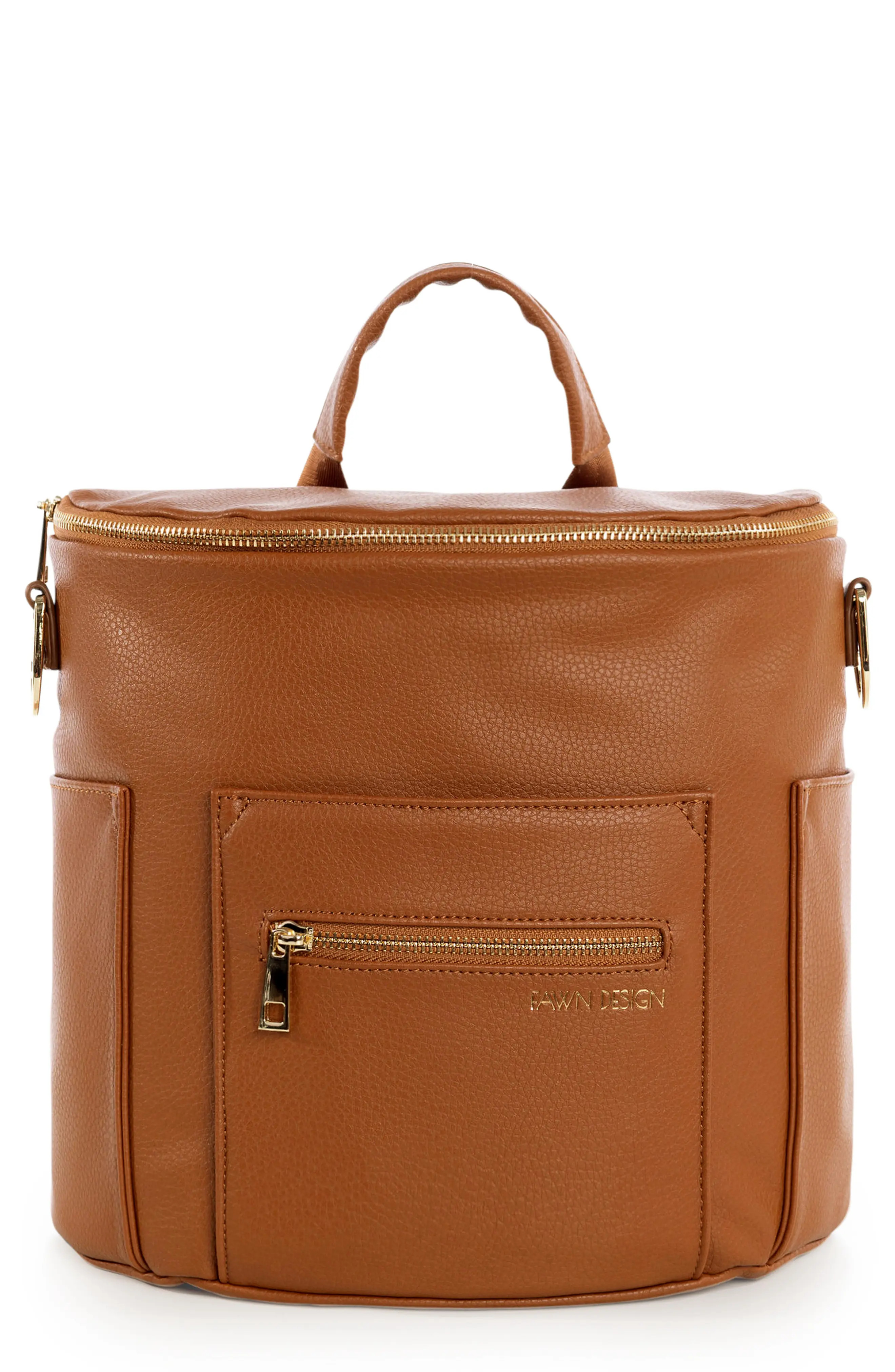 Fawn Design The Mini Convertible Water Resistant Faux Leather Diaper Bag in Brown at Nordstrom | Nordstrom
