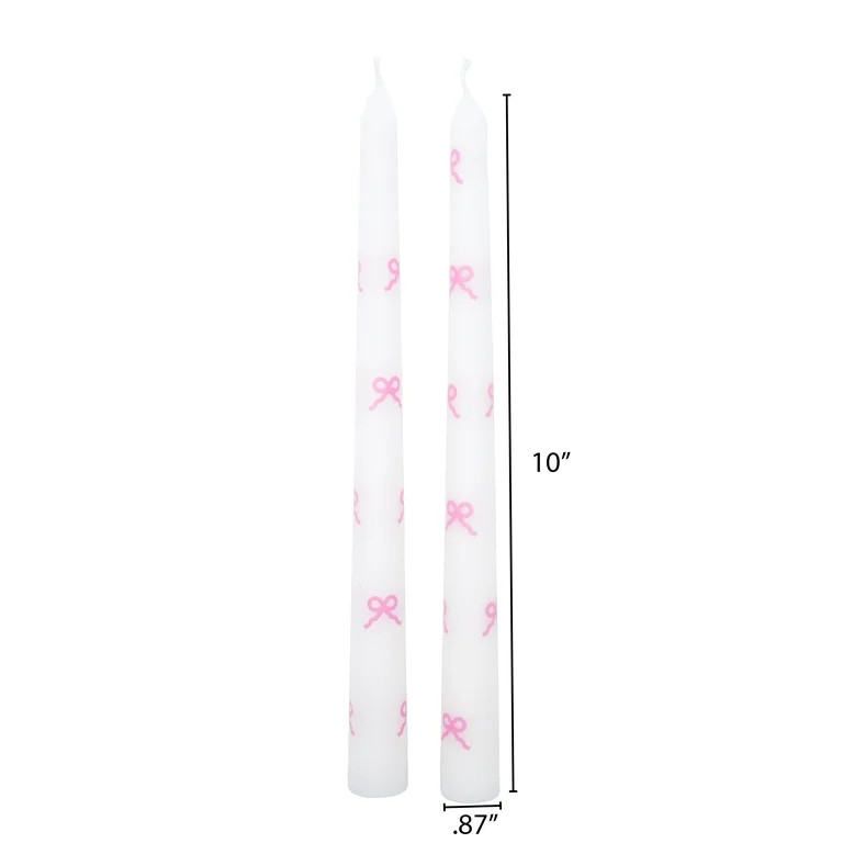 My Texas House Easter 10" Pink Bow & White Taper Candles, Unscented, 2 Count | Walmart (US)