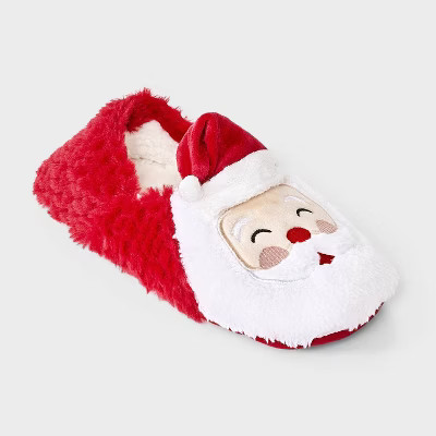 Women's Santa with 3D Hat Christmas Faux Fur Slipper Socks with Grippers - Wondershop™ Red S/M | Target