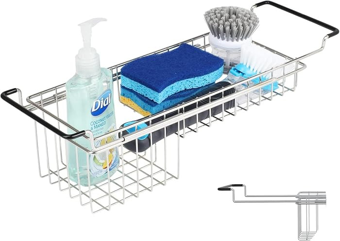 TreeLen Over The Kitchen Sink Caddy Sponge Holder Organizer Drying Rack Expandable for Sponge Bru... | Amazon (US)