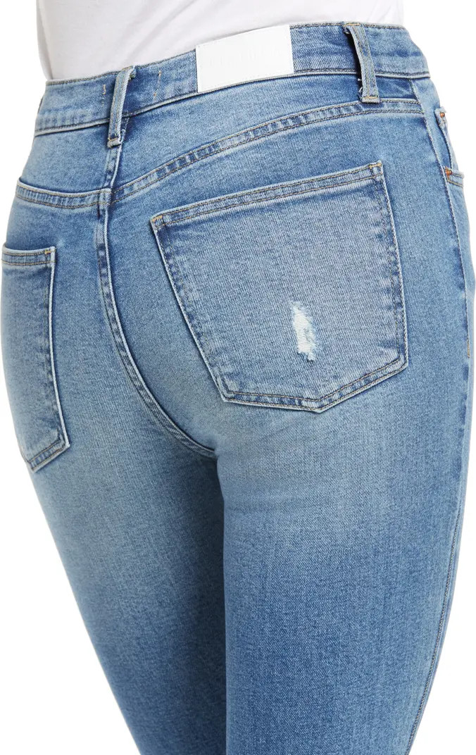 Distressed High Waist Chew Hem Crop Bootcut Jeans | Nordstrom