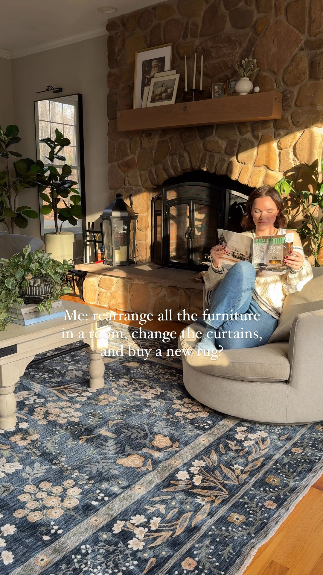 This rug I snagged from Home Goods has completely transformed my living room. Can’t wait to show you the final new vibe!

I got this Rifle Paper Co x Loloii rug in a 9x12. 