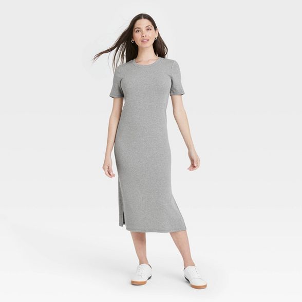 Women's Short Sleeve Rib Knit T-Shirt Dress - A New Day™ | Target