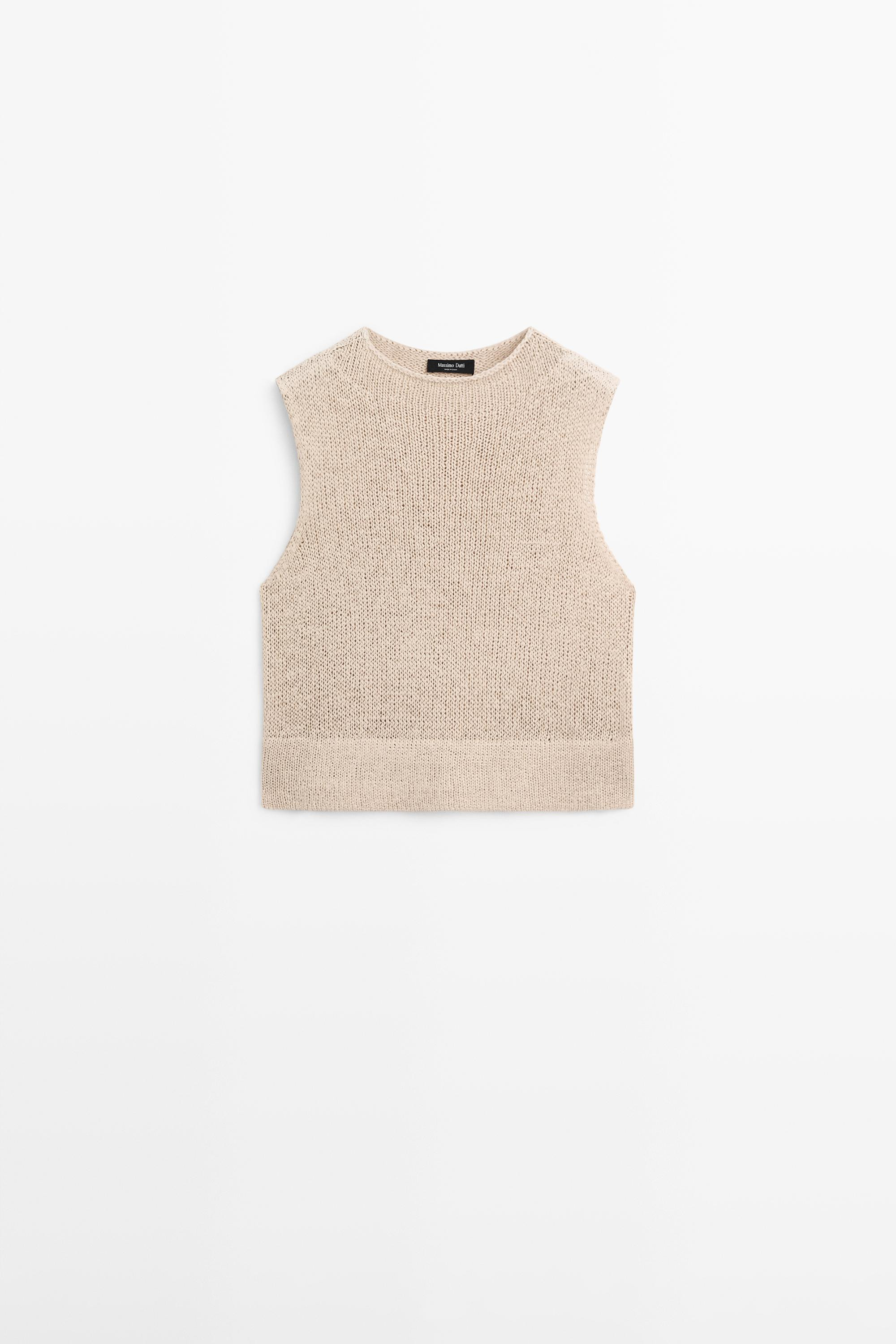 Linen blend knit top | Massimo Dutti UK