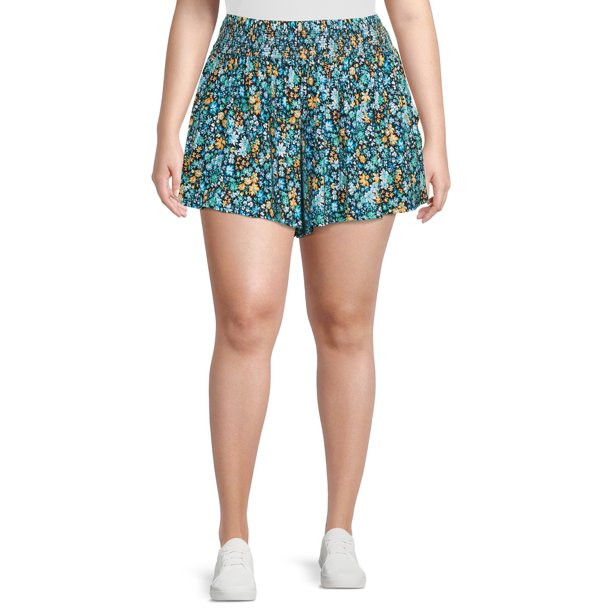 Terra & Sky Women's Plus Size Smocked Waist Knit Shorts | Walmart (US)
