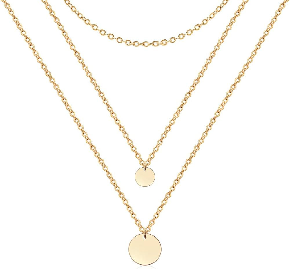 Ava Riley 14K Real Gold Plated Necklace Dainty Layered Necklace Choker Necklace Chain for Women | Amazon (US)