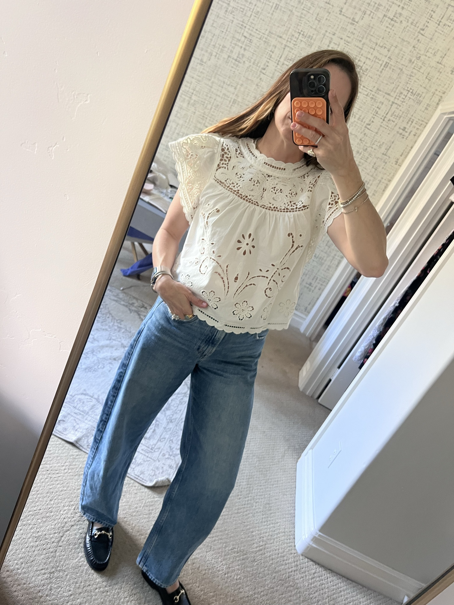 Going out top, boho top, sea top, barrel jeans, mom outfit, mom style 

#LTKootd #LTKmomlife #LTKOver40