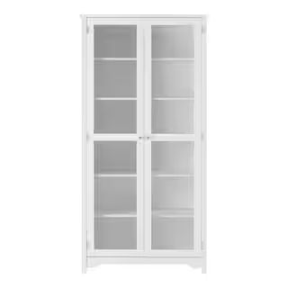 Bradstone 72.2 in. White Bookcase with Glass Doors | The Home Depot