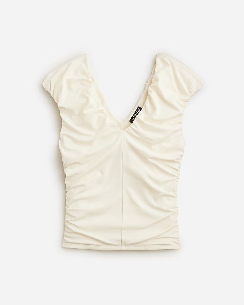 Ruched V-neck top in stretch cotton blend | J.Crew US