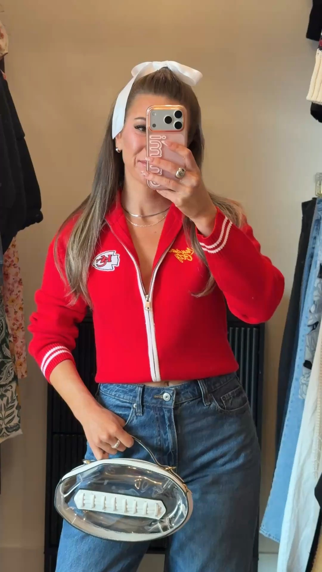 red Kansas City chiefs zip-up sweater with medium-wash wide-leg jeans up to 50% off abercrombie denim plus my stackable 15% off DENIMAF code ❤️❤️

wearing my usual 26 regular

electric picks: emerson20

denim, fall outfits, date night, game day, back to school, jeans, autumn look, summer to fall, high waisted jeans, Abercrombie jeans, denim sale

#LTKSaleAlert #LTKgrwm #LTKSeasonal