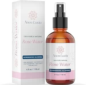 Large 4 oz 100% Pure, Organic Moroccan Rose Water Spray Face Toner, Skin Body Hair Spray, Eye Mak... | Amazon (US)