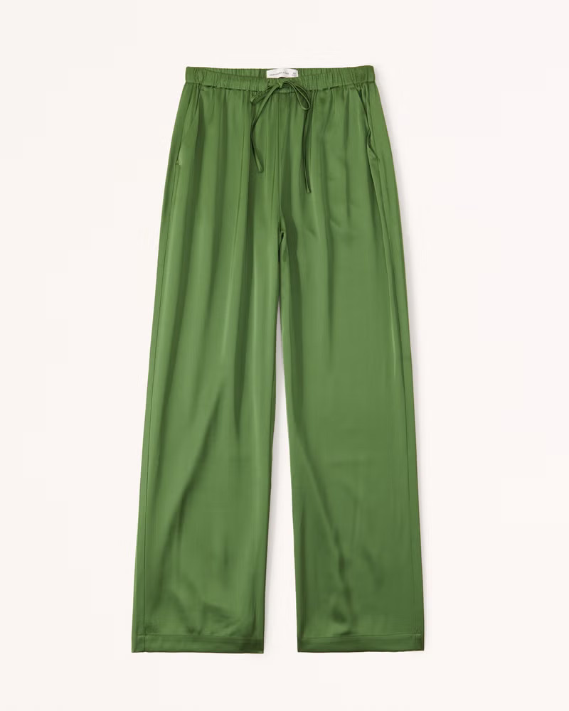 Satin Pull-On Wide Leg Pant | Abercrombie & Fitch (US)
